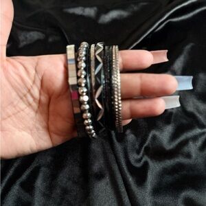 Black and Silver Bracelet Set